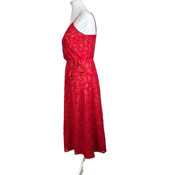 ALI & JAY Dress Womens Size S Red Lace Wrap Front Drawstring Waist Delicate Chic - Picture 3 of 12